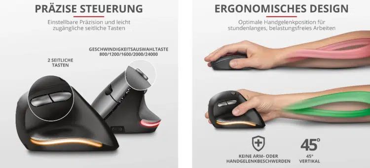 Vertikale Bluetooth-Maus Trust Bayo
