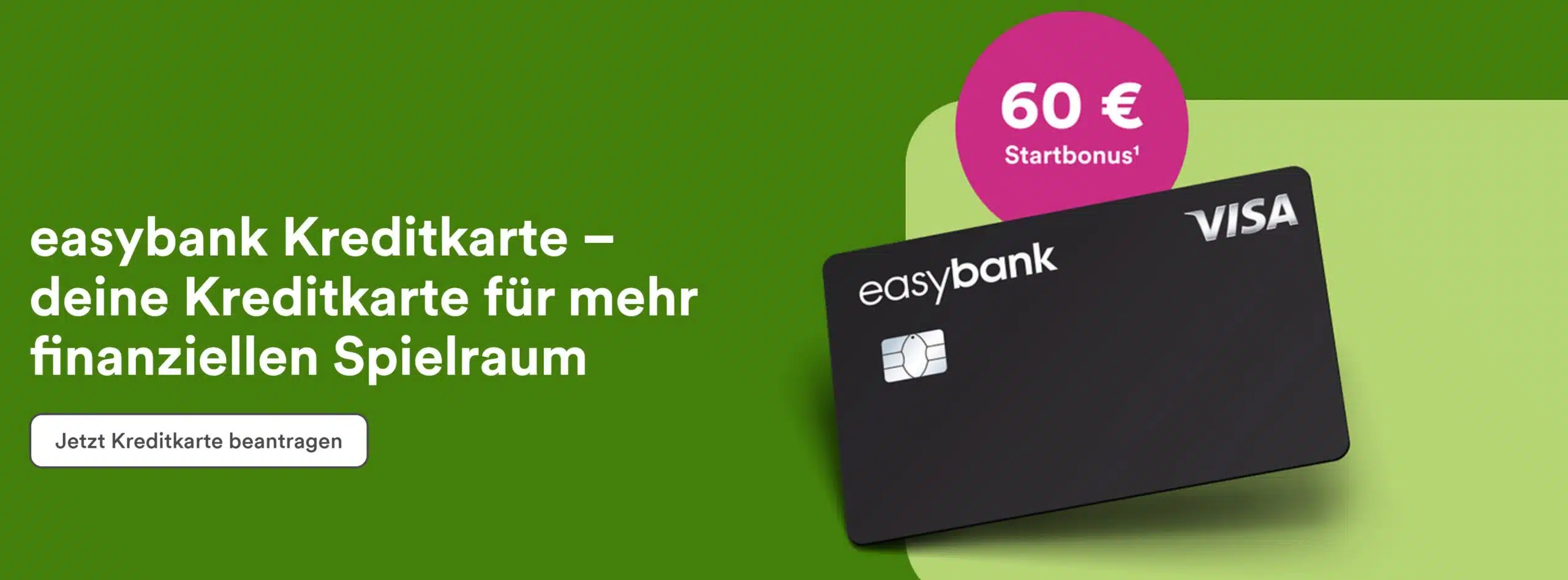 Banner von easybank Kreditkarte mit 60€ Startguthaben
