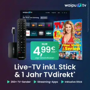 Live-TV inkl. Stick & 1 Jahr TVdirekt - Angebot für waipu.tv für 4,99€/Monat