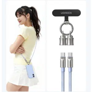 Thumbnail UGREEN 2-in-1 USB-C Kabel (60W) mit Handy-Lanyard (Ladekabel &amp; Trageband)