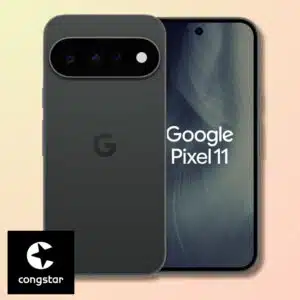 Google Pixel 11, unten links Congstar Logo