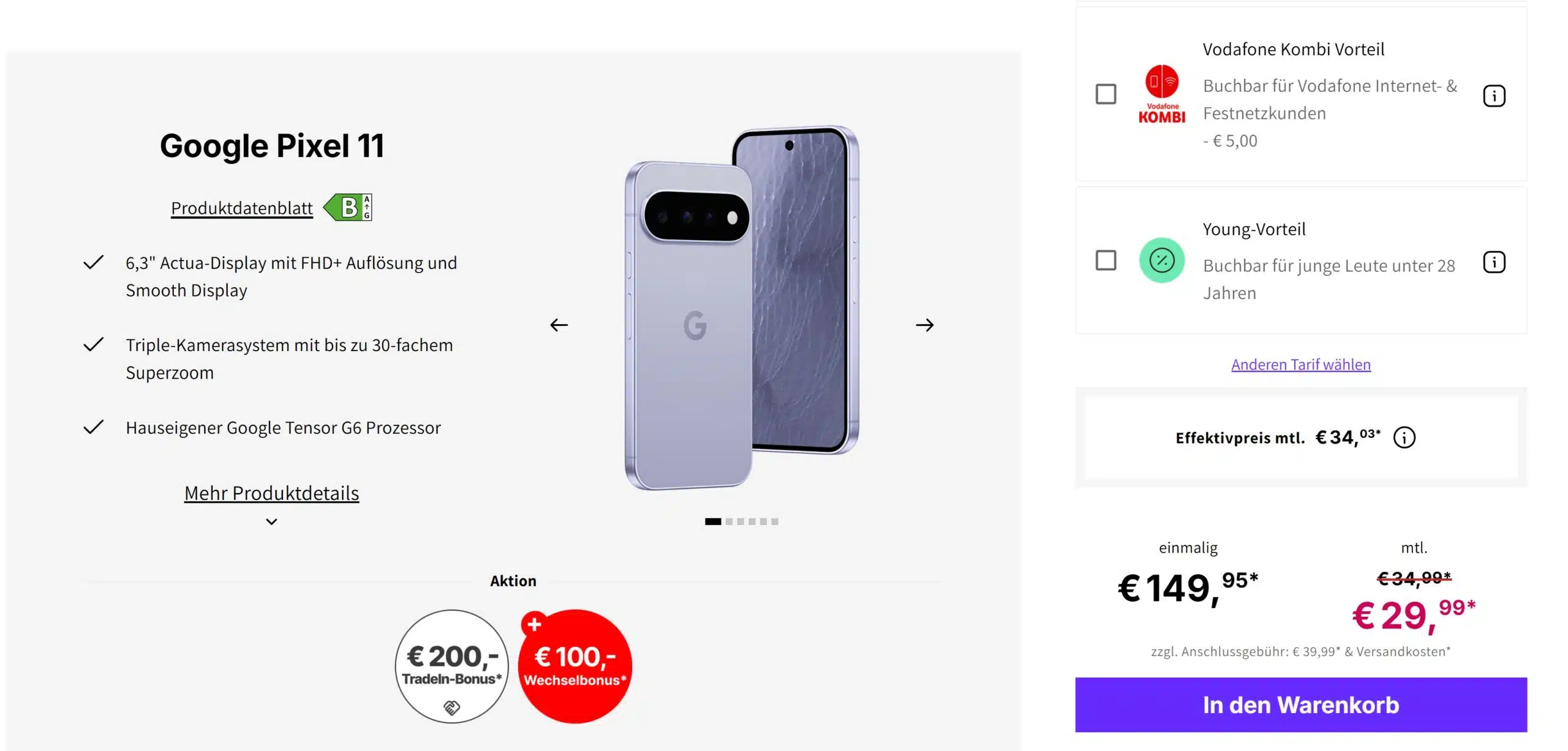 Google Pixel 11 Tarif-Deal bei Deinhandy