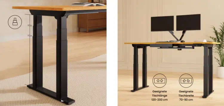 Höhenverstellbarer Schreibtisch mit 4 Beinen FlexiSpot E7 Plus