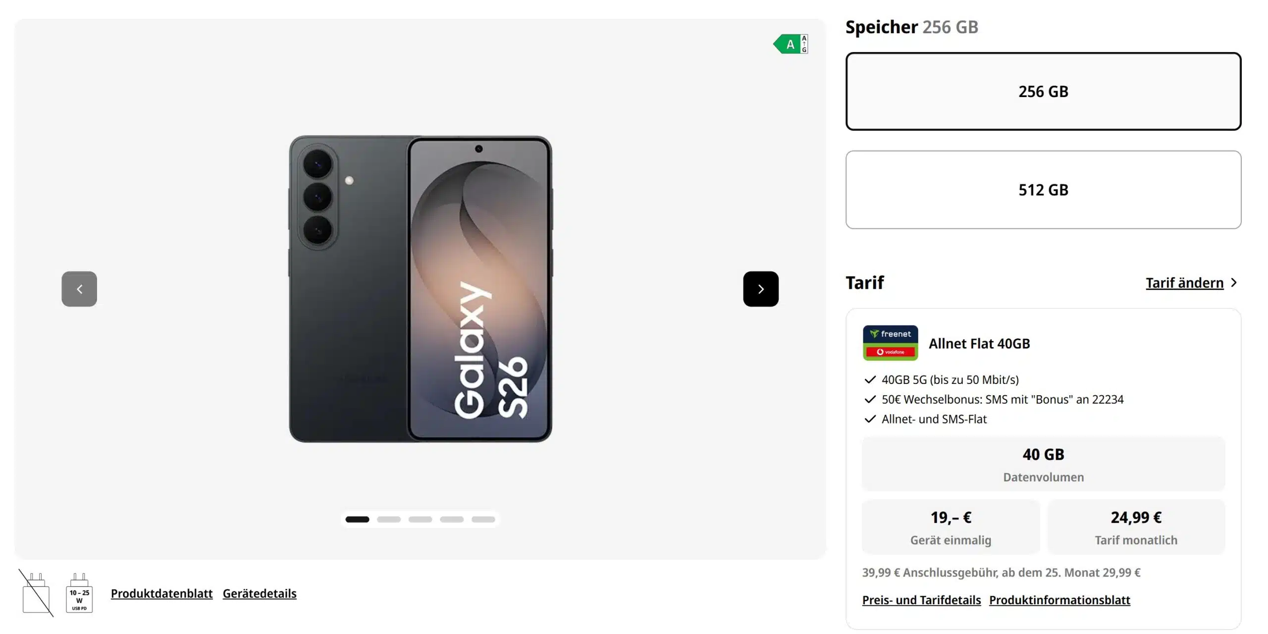 MediaMarkt Tarifangebot mit dem Samsung Galaxy S26