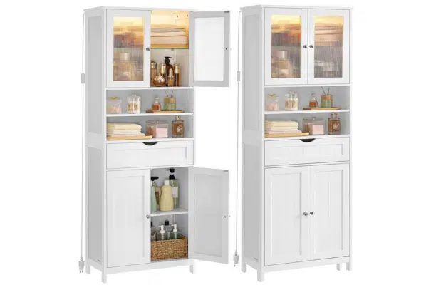 Vasagle Badschrank mit Ablagen & LED-Beleuchtung