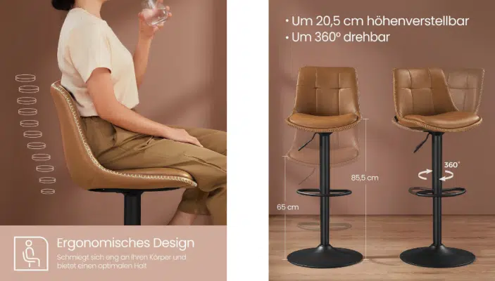 2er-Set Vasagle Barhocker mit Rückenlehne