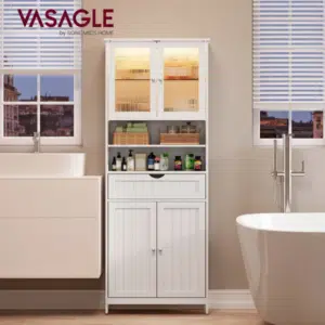 Vasagle Badschrank mit Ablagen & LED-Beleuchtung