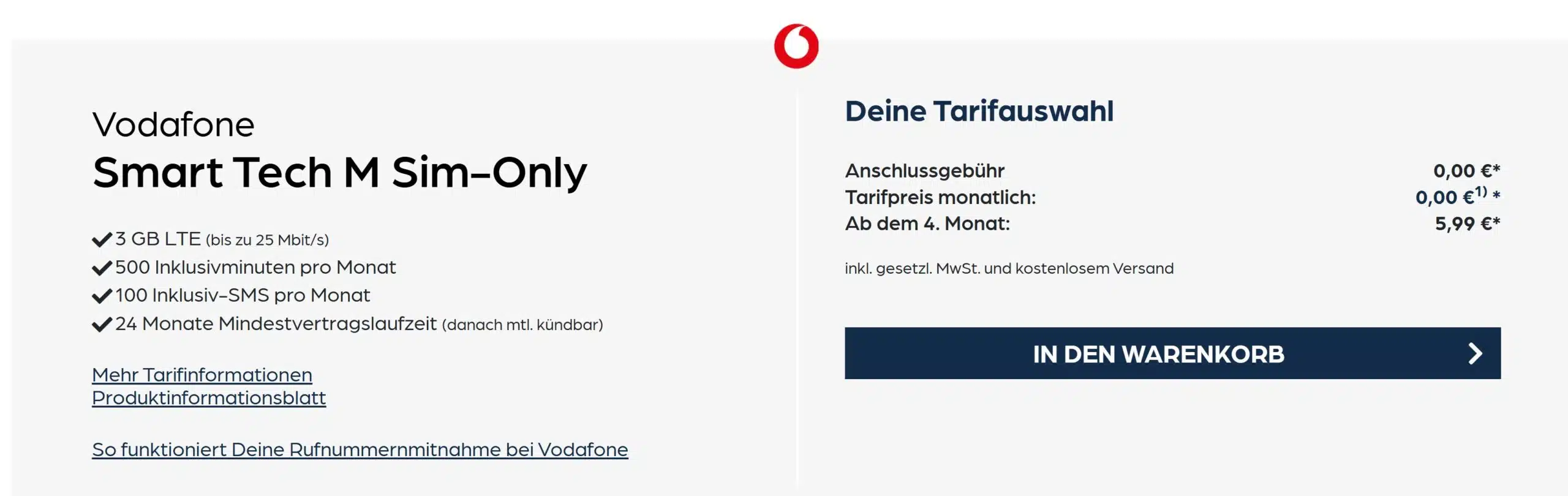 Banner vom starmobile Vodafone Smart Tech M Sim Angebot