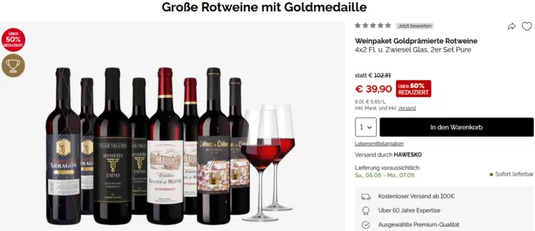 Hawesko Rotwein-Probierpaket