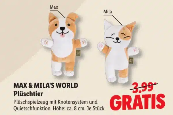 Max & Mila's World gratis Plüschtier