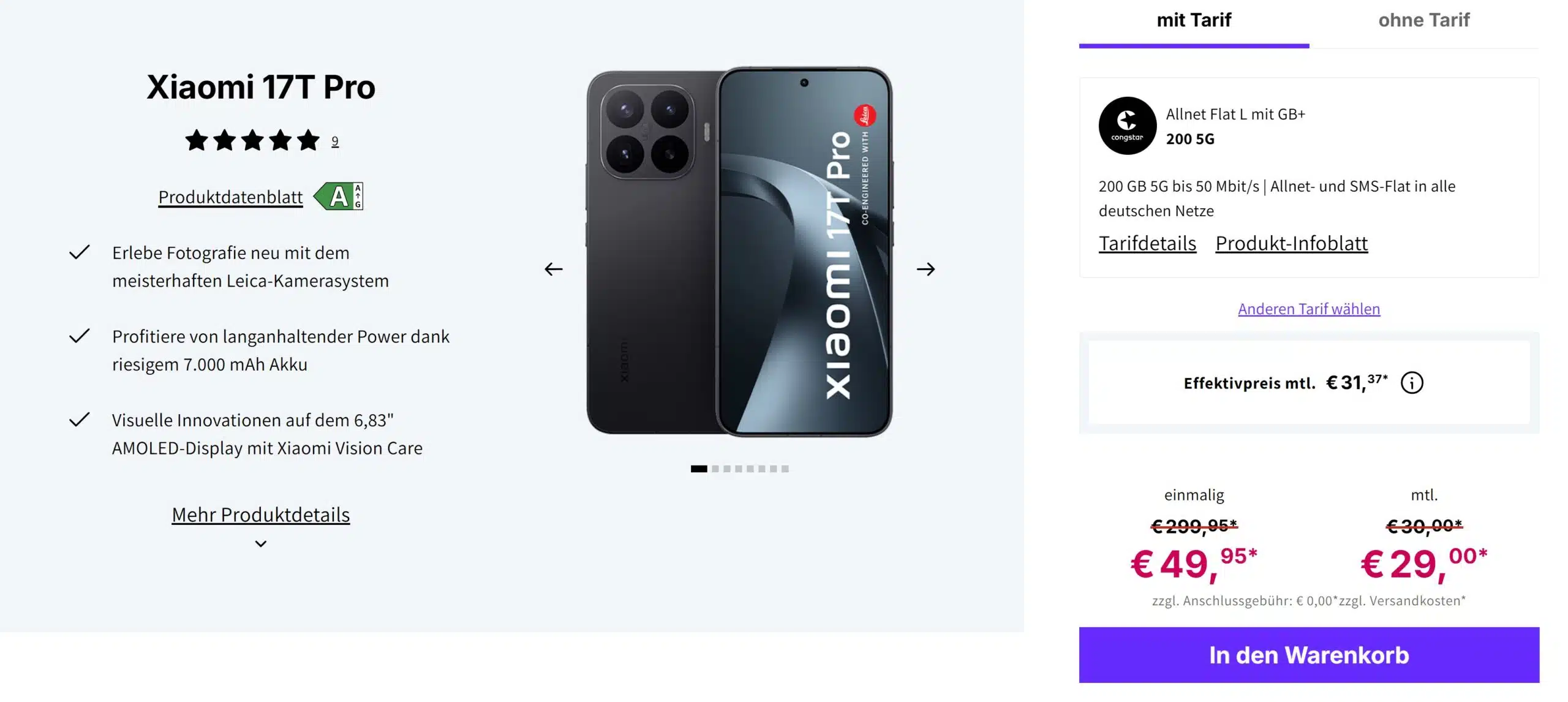 Xiaomi 17T Pro im Tarif-Angebot bei Deinhandy