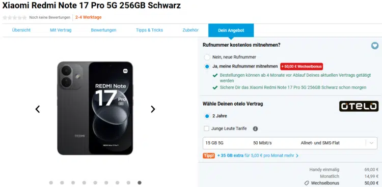 Xiaomi Redmi Note 17 Pro Handytarif