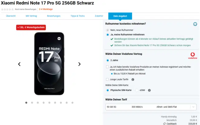 Xiaomi Redmi Note 17 Pro 5G Handytarif