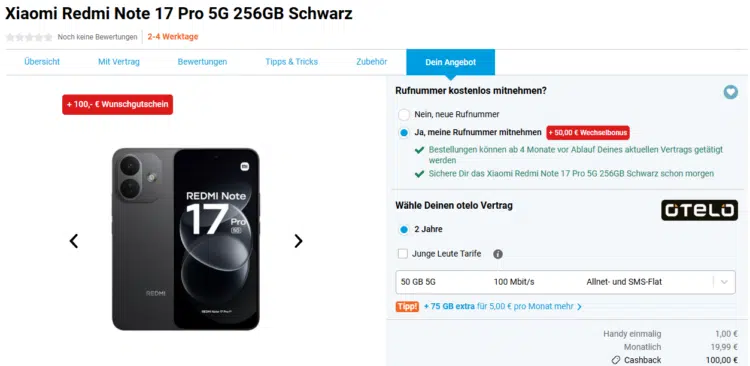 Xiaomi Redmi Note 17 Pro 5G Handytarif