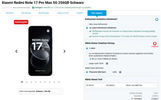 Xiaomi Redmi Note 17 Pro Max Handytarif