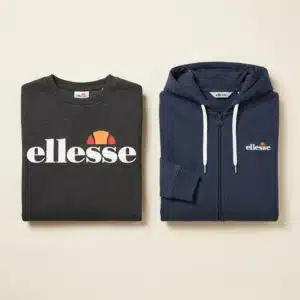ellesse Sweatshirt und Sweatjacke nebeneinander gefaltet
