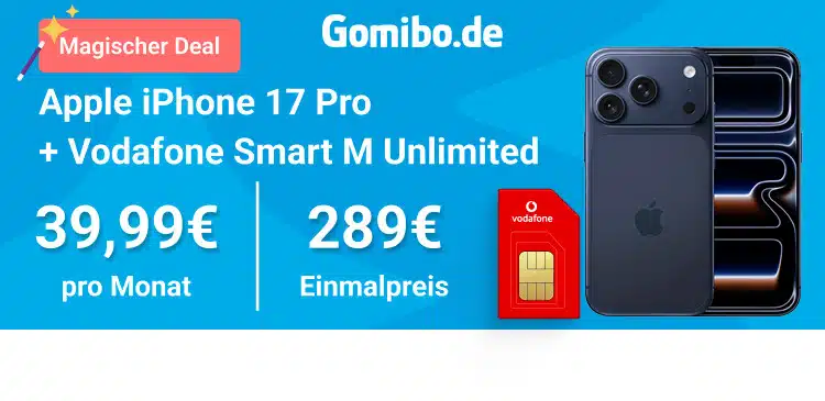 Apple iPhone 17 Pro + Vodafone Smart M Unlimited bei Gomibo