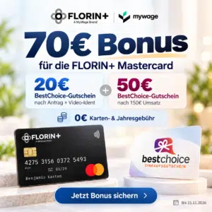 70€ Gesamtbonus für Florin+ Mastercard