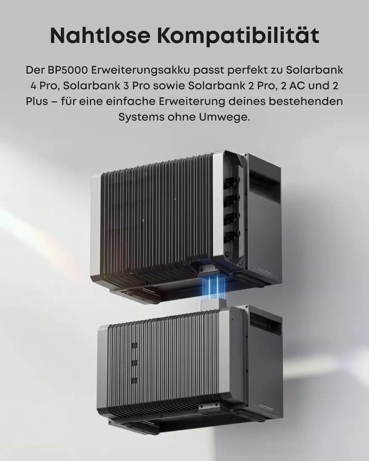 Anker SOLIX BP5000 auf einer Solarbank gestapelt
