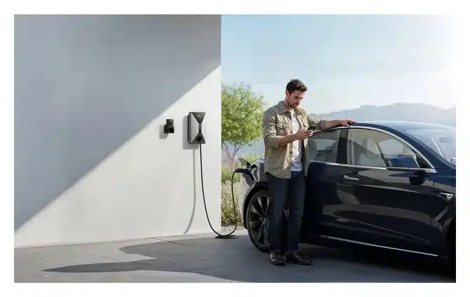 Anker SOLIX V1 Wallbox Seitenansicht und Anschlüsse