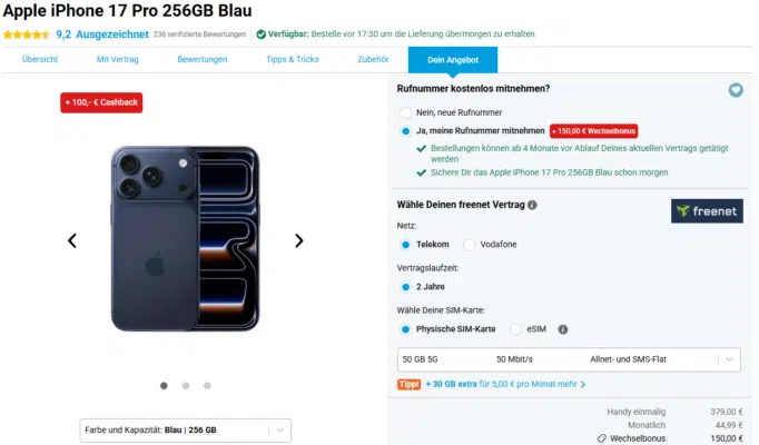 Apple iPhone 17 Pro Handyvertrag