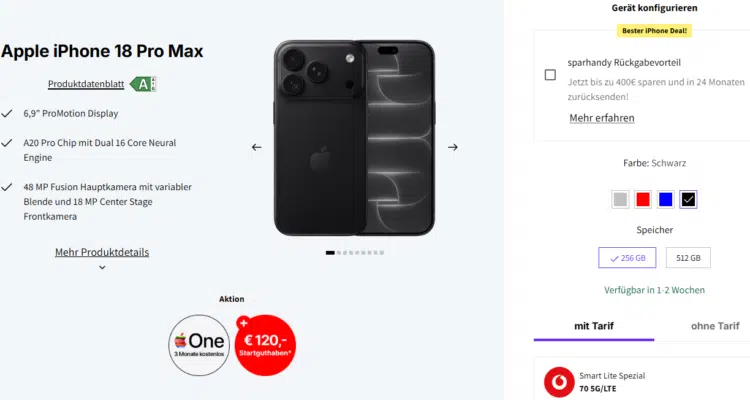 Apple iPhone 18 Pro Max Handytarif