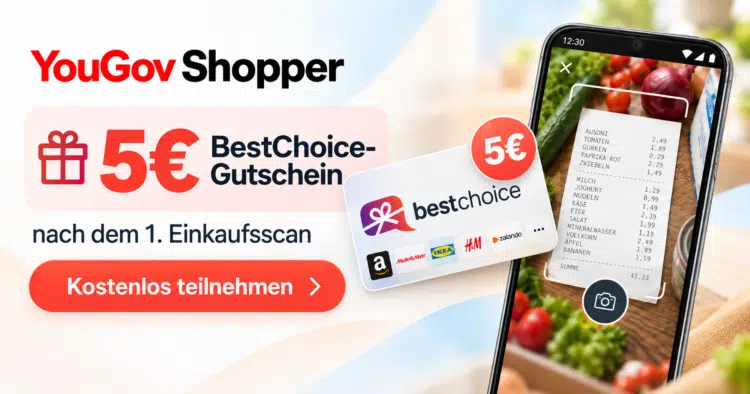 YouGov Shopper App mit 5€ BestChoice-Gutschein vom Doc