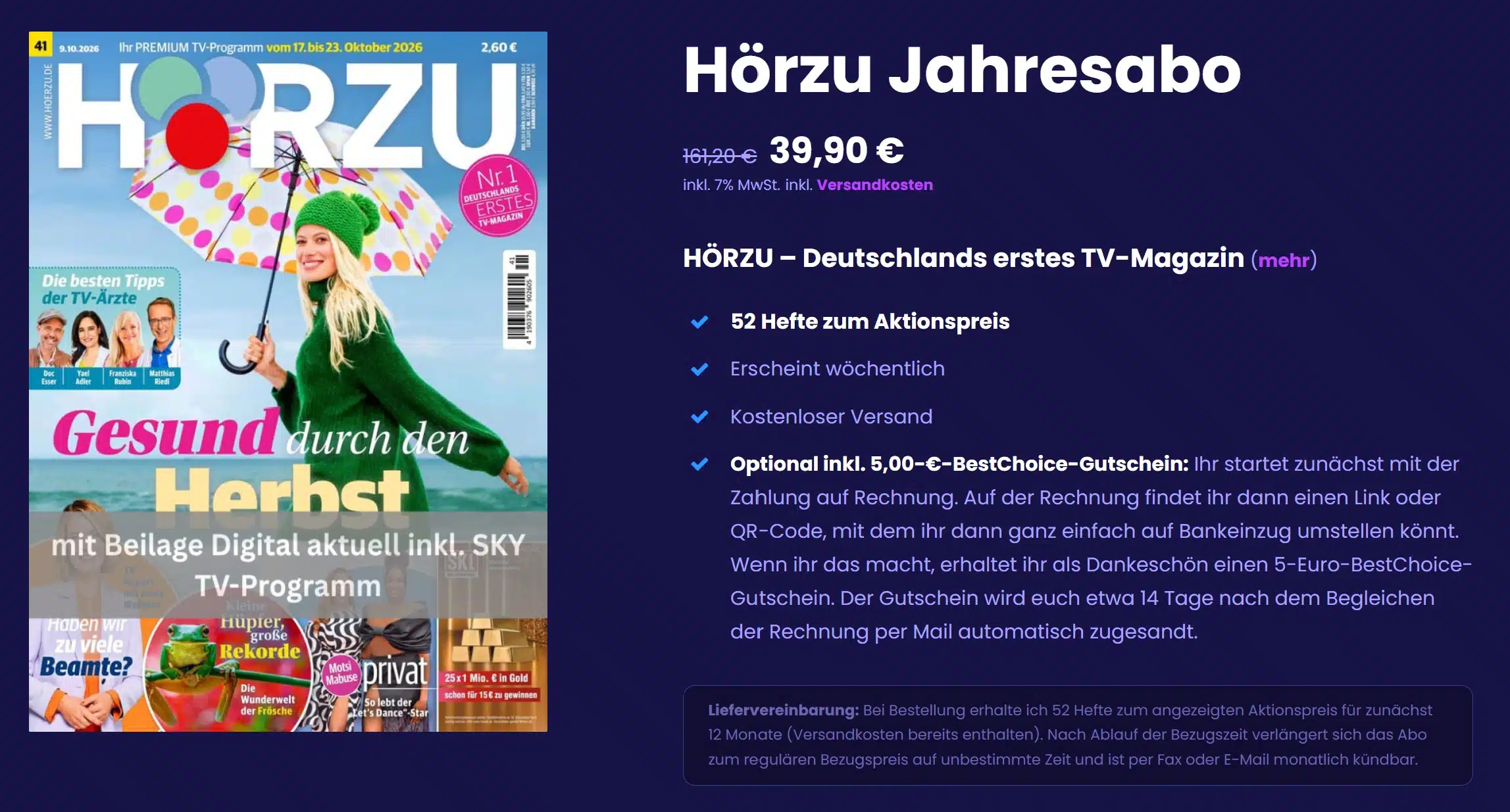 Hörzu Jahresabo Angebot bei Aboheld für 39,90€