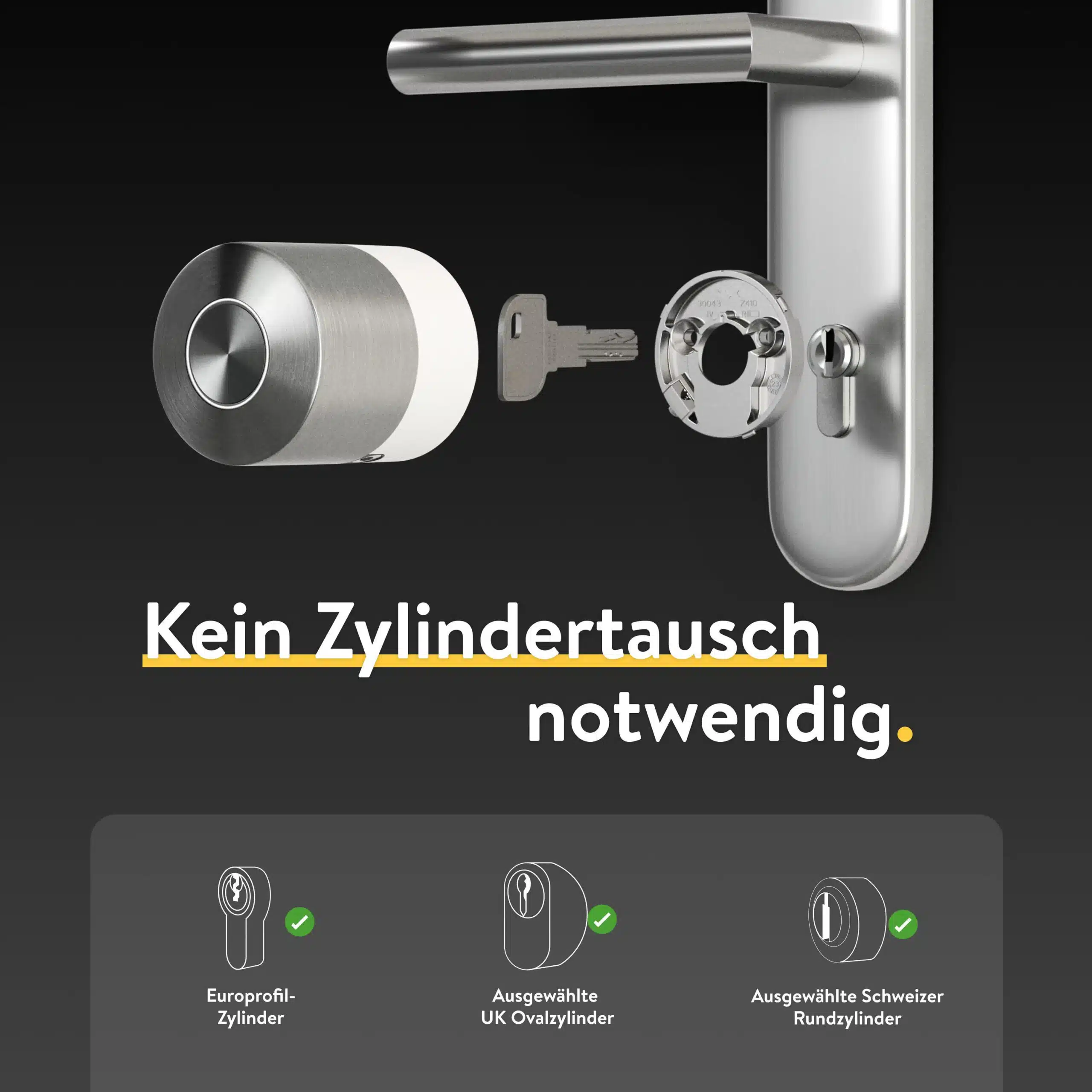Nuki Smart Lock Pro - kein Zylindertausch notwendig.