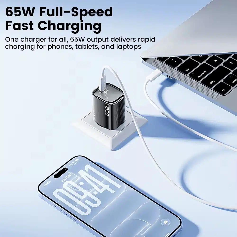 Toocki 65W GaN Ladegerät mit Laptop und Smartphone