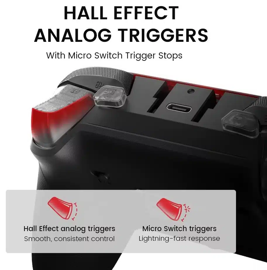 Hall-Effekt-Trigger mit Mikroschalter-Stopps am GameSir G7 Pro