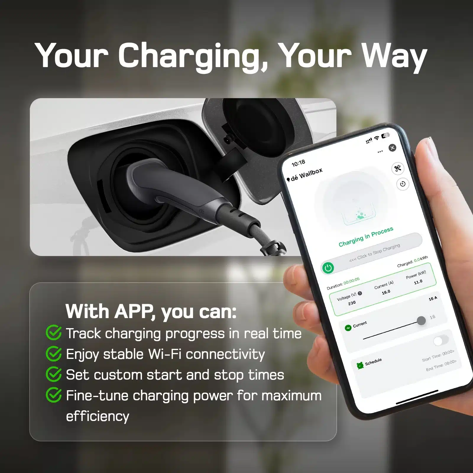 App-Steuerung des dé EV-Ladegeräts