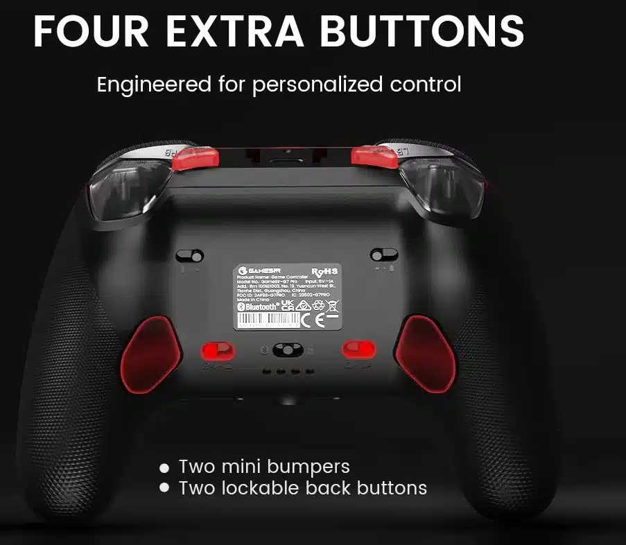 Zusatztasten auf der Rückseite des GameSir G7 Pro