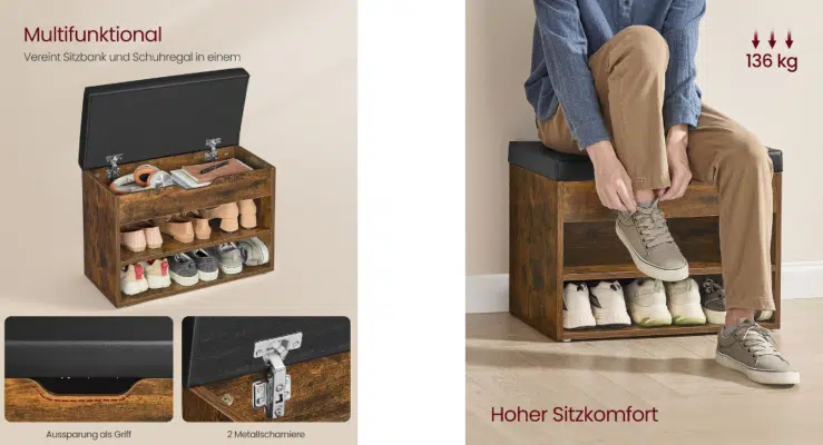 Vasagle Schuhbank mit 3 Ebenen