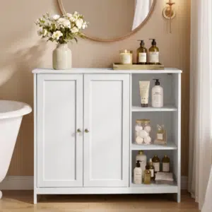 Vasagle_Badschrank_mit_2_Tueren__offenen_Faechern_Beitragsbild