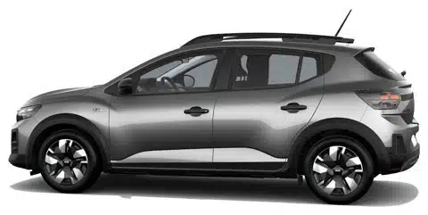 Dacia Sandero Stepway in Dolomit-Grau von der rechten Seite