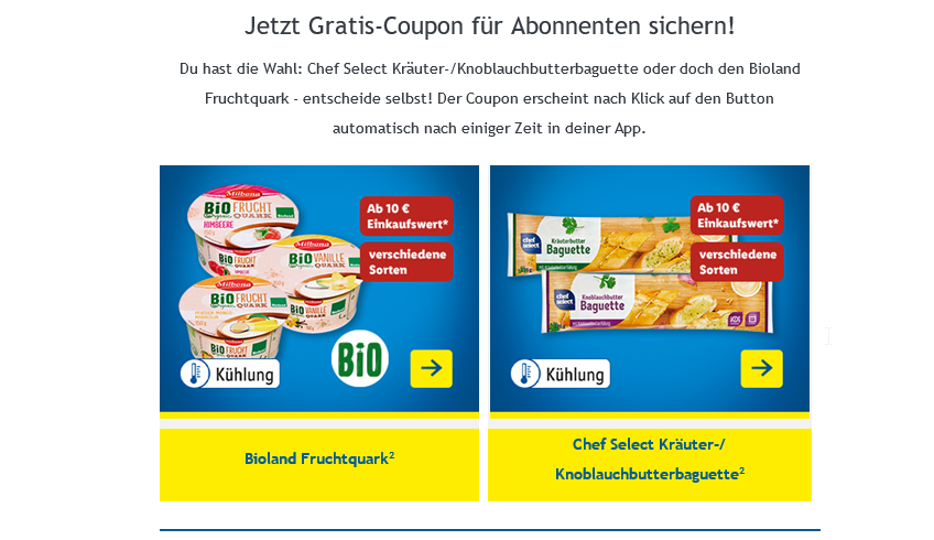 Gratis Baguette oder Fruchtquark für Lidl Newsletter Abonnenten (ab 10€  Einkaufswert)