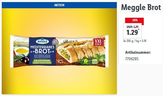 Meggle Baguette für 0,48€ bei Rewe, dank 0,40€ Cashback von Marktguru