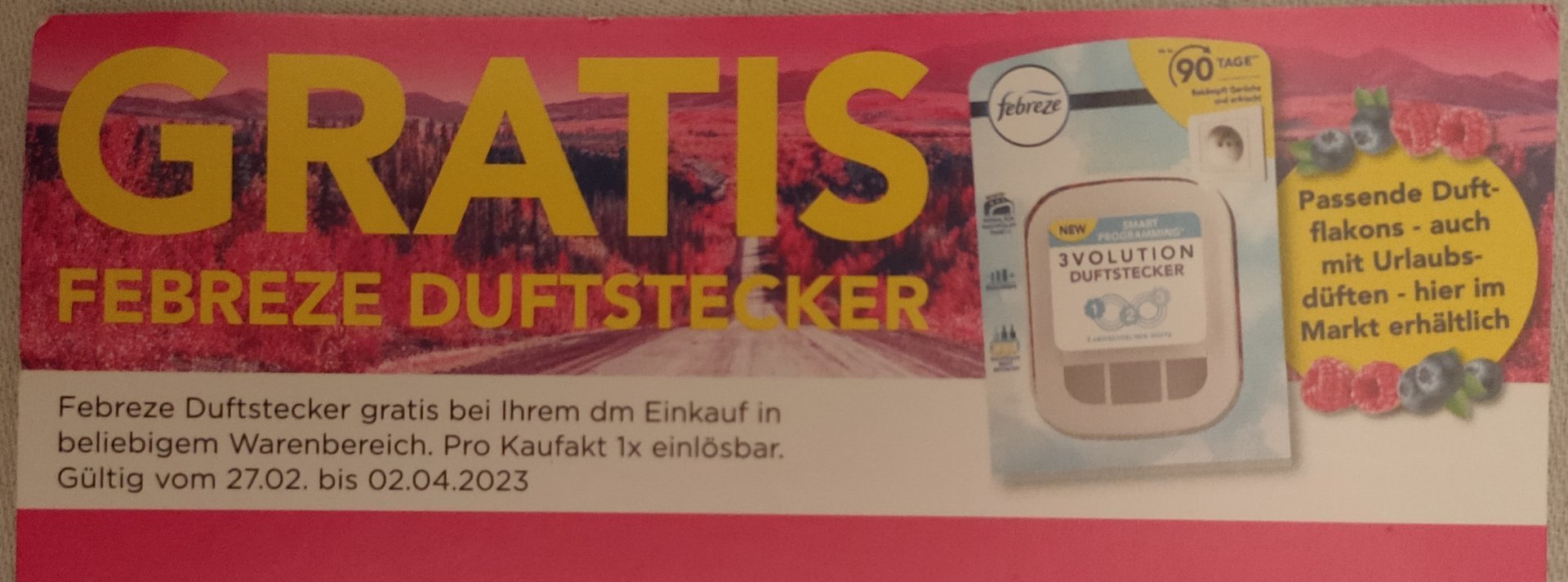 400 gratis Testpakete mit Febreze 3Volution Duftstecker zu gewinnen