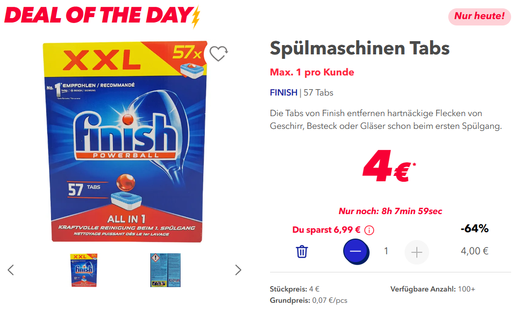 Finish Ultimate Quantum Reinigungsmittel für Spülmaschine – 52 Tabs