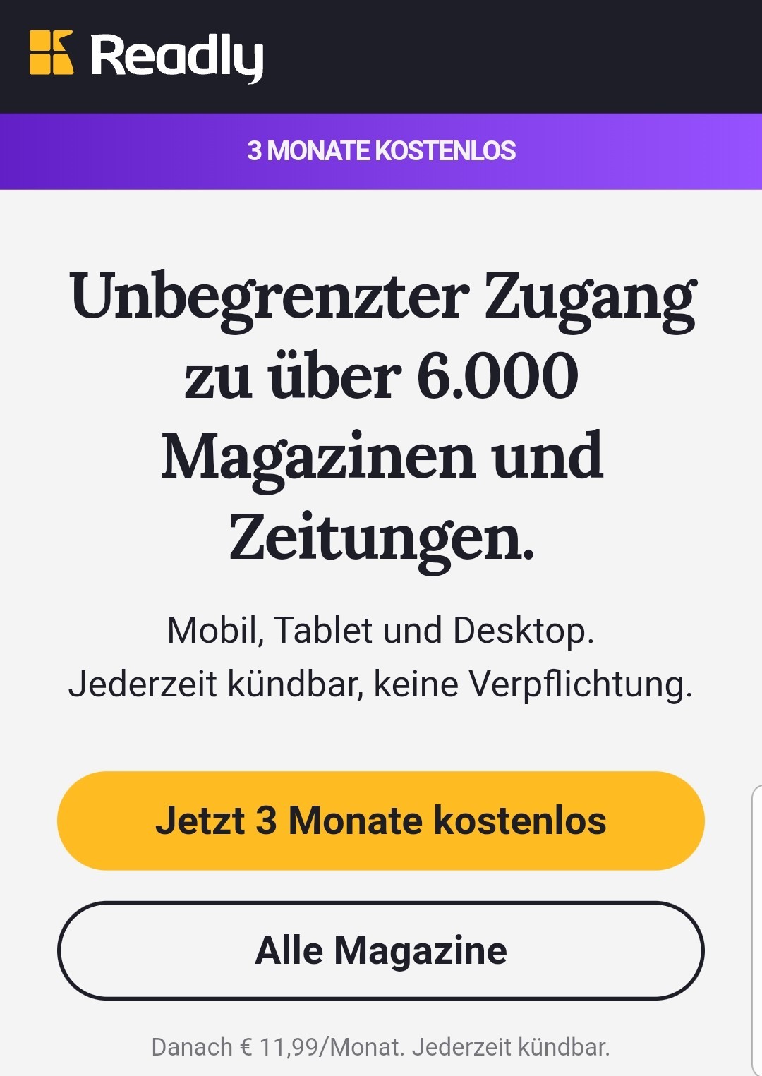 Readly 3 Monate kostenlos mit der LIDL Plus App