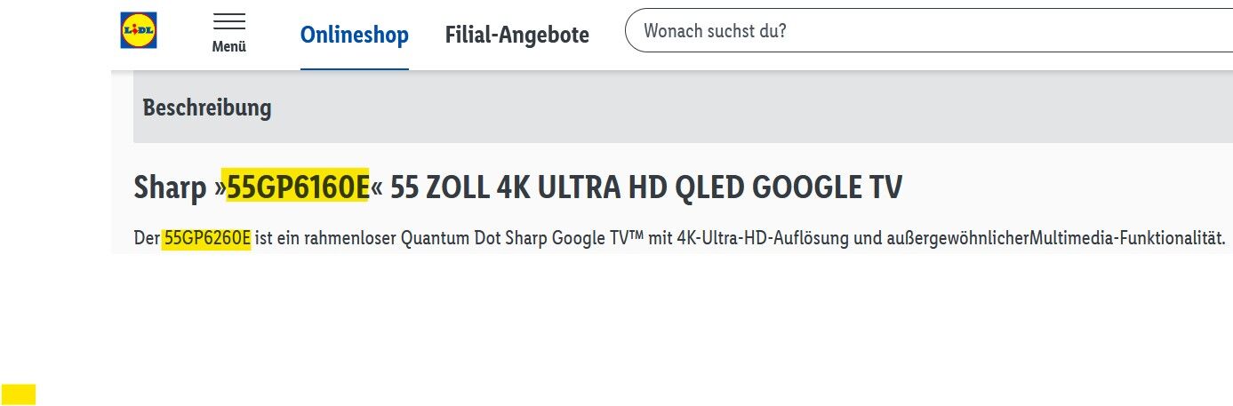 Sharp 55GP6160E 4K ULTRA HD QLED GOOGLE TV (55 Zoll) für 403,95€ statt  509,61€