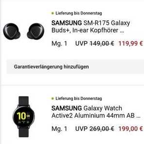 Samsung Galaxy Watch Active 2 &#043; Galaxy Buds&#043; für 189€ (statt 215€)