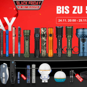Olight Black Friday mit bis zu 50% Rabatt - z.B. Olight X7R Marauder Bundle für 194,40€ (statt 389€)