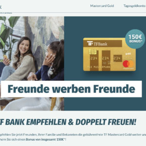 TF Bank Mastercard 150€ Werbeaktion (je x 75€)