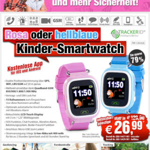 Pearl: TrackerID Kinder-Smartwatch mit GPS-, GSM-, WiFi-Tracking, SOS-Taste (€26,99 statt €46,99 &#043; VSK