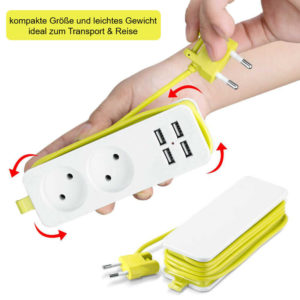 DealClub: 2x 2-fach Steckdosenleiste Steckdose x 4 USB Mehrfachstecker Schutz Schukosteckdose für €15,89 statt €25,88