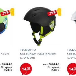 TECNOpro Kinder Skihelm in 3 Farben für je €14,99 &#043;VSK statt ab €34,99 &#043; VSK