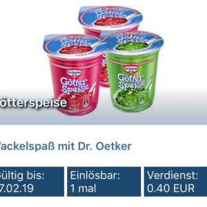 Reebate: 0,40€ auf Dr. Oetker Götterspeise- vermutlich Gratiskauf möglich!