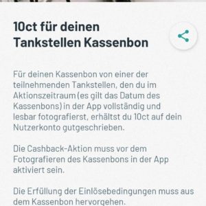 5*10 ct. zurück für gescannte Tankbons (App smhaggle)